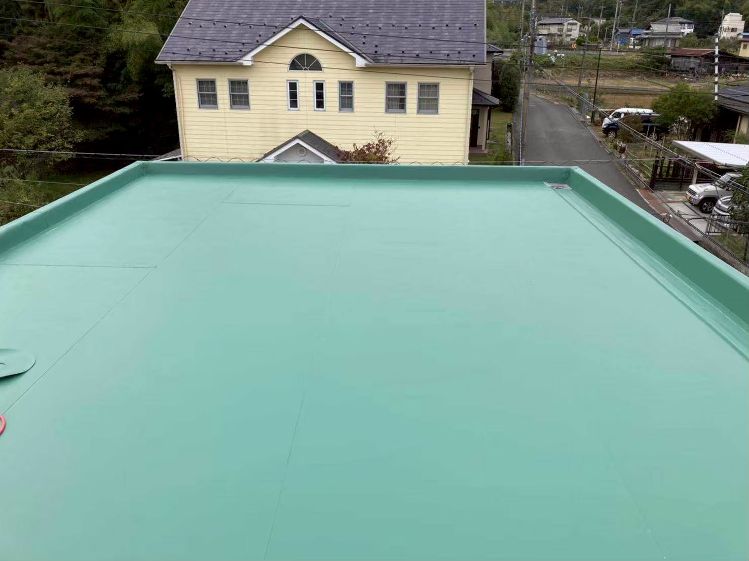 京都市左京区にて雨漏り修理・防水工事〈工場屋上からの雨漏り・塩ビ防水工事〉 施工後